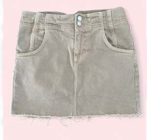 Free People High-Waisted Buckle-Back Khaki Denim Mini Skirt